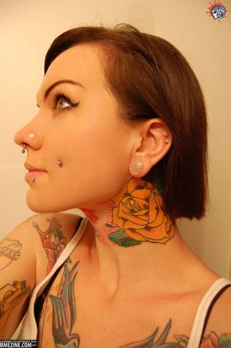 Beautiful Woman With Neck Tattoo