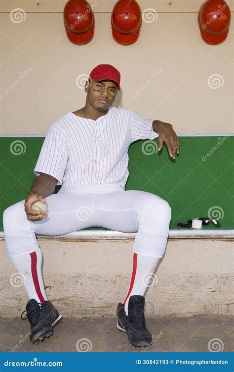 Baseball Pitcher Sitting In Dugout Stock Image Image Of Black Pitcher