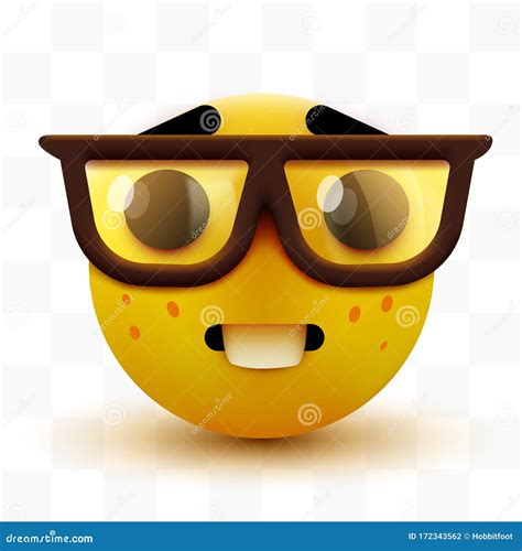 Nerd Face Emoji Clever Emoticon With Glasses Geek Or Student Vector