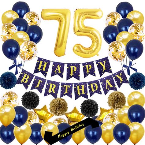 Buy Yujiaonly 75th Birthday Party Decorations Happy Birthday Banner