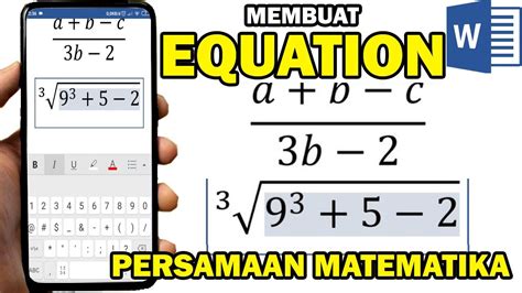 Cara Menulis Equation Persamaan Matematika Di Word Hp Android Youtube