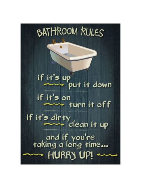 Bathroom Rules Vintage Design Funny Door Sign Funny