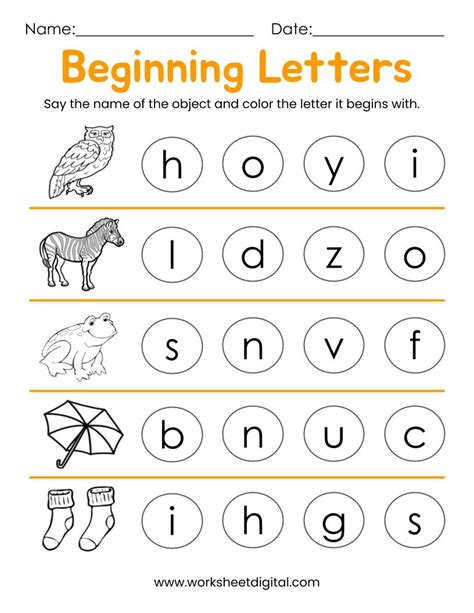 10 Printable Beginning Letters Worksheets For Kindergarten Preschool