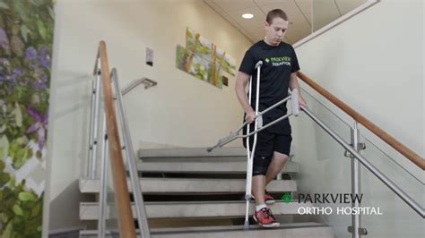Using Crutches Going Down Stairs With A Railing Youtube