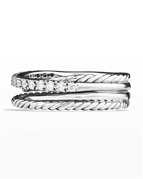 David Yurman Crossover Ring With Diamonds Neiman Marcus
