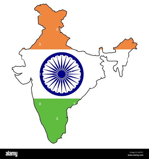 Outline Map Of India Over A Map And White Background Stock Photo Alamy
