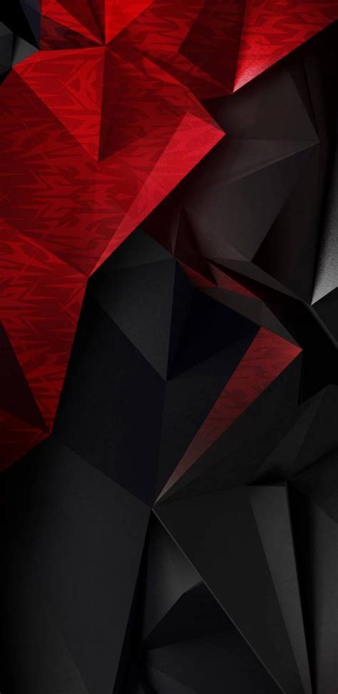 Abstract 3d Red And Black Polygons For Samsung Galaxy S9