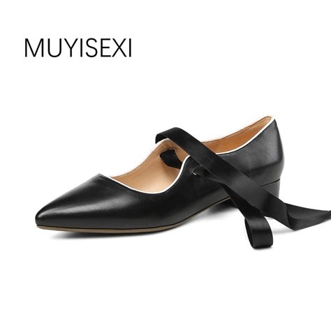 Woman Mary Jane Shoes Pointed Toe Flat Genuine Leather Flat Shoes Women