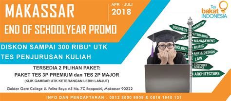 Promo Makassar Akhir Tahun Ajaran Tes Bakat Indonesia