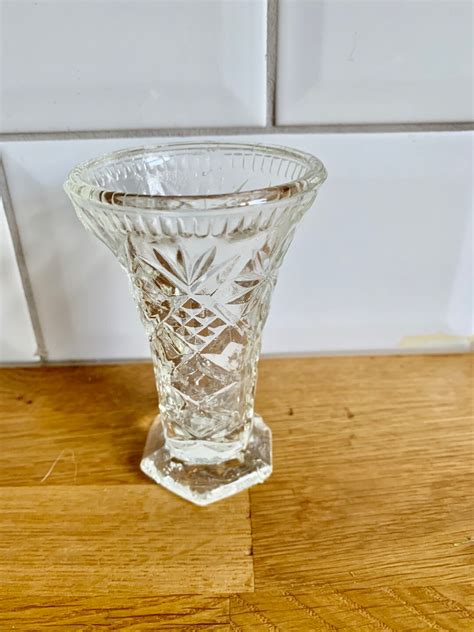 Vintage Cut Glass Vase Etsy