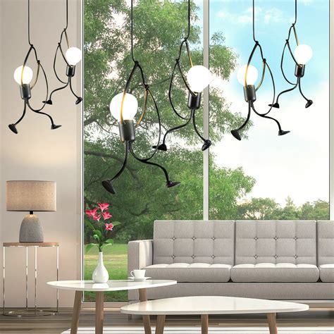 Unique Pendant Light Fixture Hanging Lamp Creative Small Metal Black