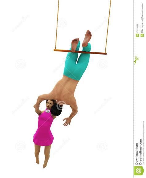 Trapeze Artists In Flight Isolated Royalty Free Stock Photo