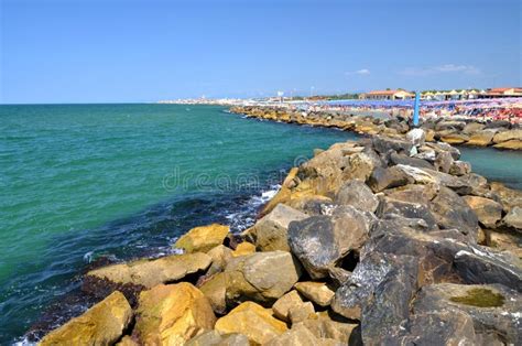 Picturesque View On Beautiful Beach In Marina Di Pisa Italy Stock