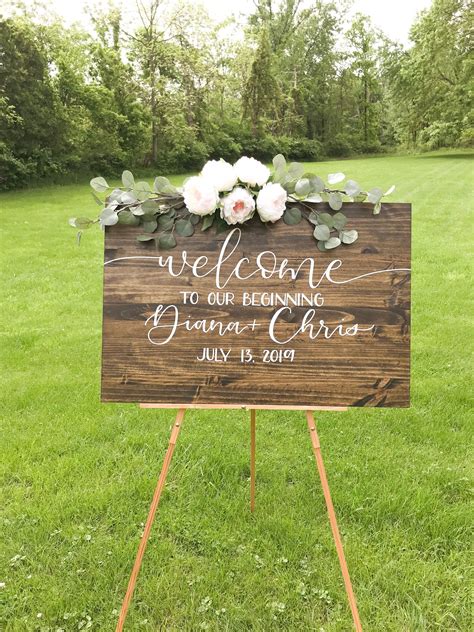 Wedding Welcome Sign | welcome to our beginning wedding sign, custom wood welcome sign, welcome ...