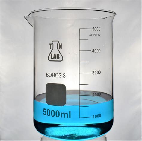 Tn Lab Supply Beaker 5000ml 5l Borosilicate 33 Heavy Wall Glass