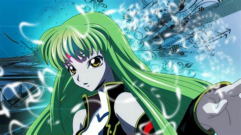 2100x1278 anime girl black dress green hair dress minimalist c c code geass code