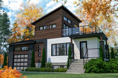 Modern Home Plan With Second Floor Outdoor Balcony 22561dr