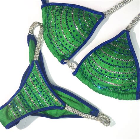 Affordable In The Lime Light Green And Blue Competition Bikini Suit