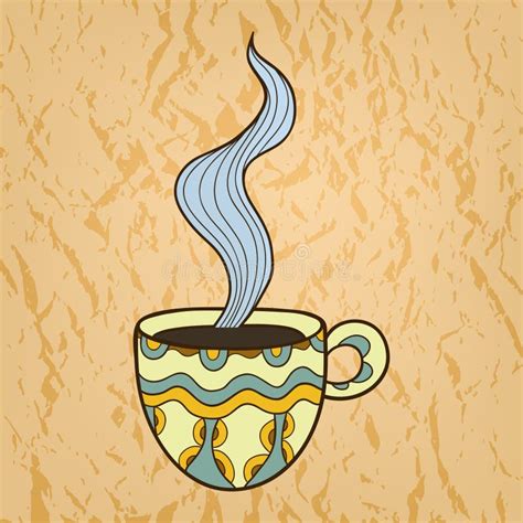 Artistic Coffee Cup With Smoke Doodle Stock Vector Illustration Of