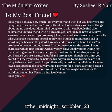 The Midnight Writer™ On Instagram “dear Best Friend You Are Everything To Me♥️ Instagram The