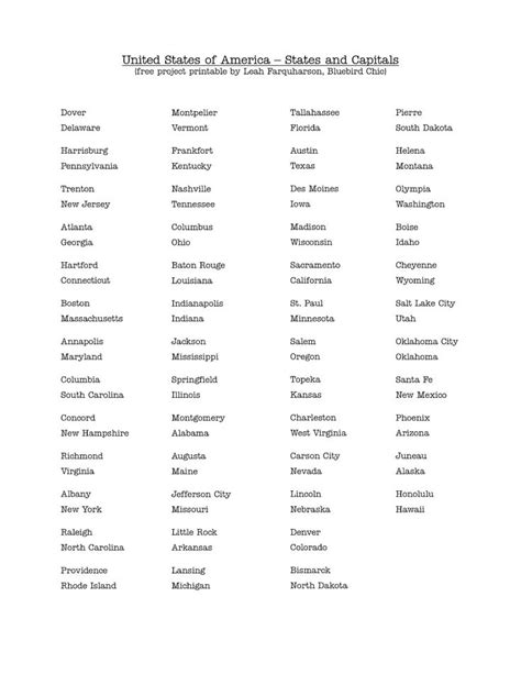 States And Capitals Matching Worksheet List 50 States Abbreviations