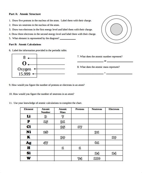 You can create printable tests and worksheets from these grade 8 atomic structure questions! Sample Atomic Structure Worksheet - 7+ Documents in Word, PDF