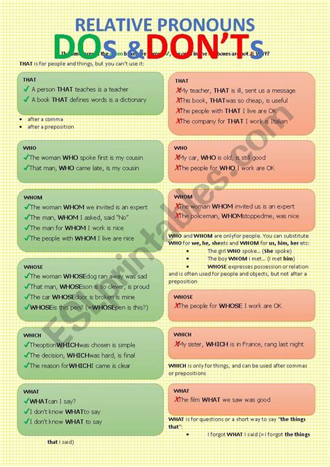 Relatives Dos And Donts Esl Worksheet By Antonio Oliver