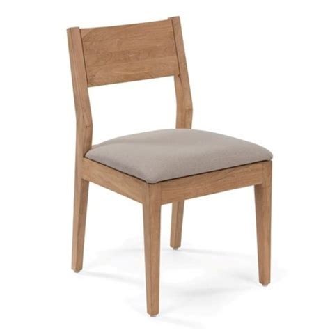 Polyester blend cushions top it off, adding comfort to. Sixty Teak Patio Dining Chair with Cushion