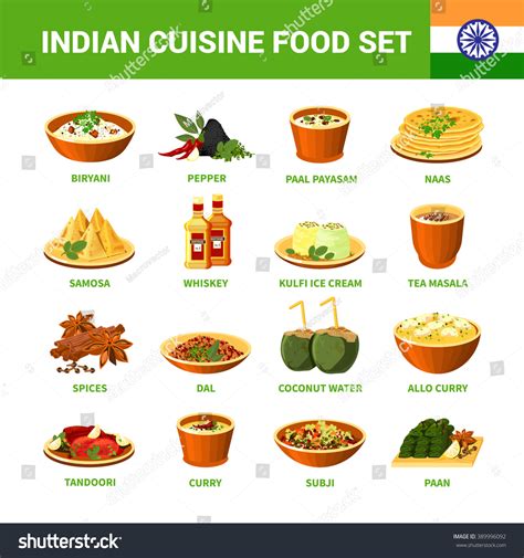 Indian Cuisine Food Set Different Dishes Stock Vector Royalty Free