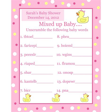 Baby shower name game printable. Awesome Baby Shower Game : Word Scramble | FREE Printable ...