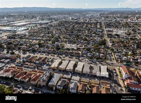 Aerial View Of Hazy Sprawling San Fernando Valley Communities In Los