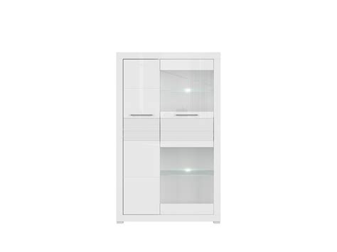 Modern White Gloss Living Room Furniture Set With Led Lighting Glass