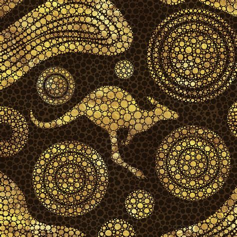 Aboriginal Dot Art Kangaroo Color Digital Art By Liou