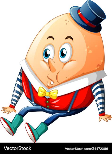Humpty Dumpty Egg Cartoon Character On White Vector Image