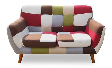 Canapé patchwork 2 places tissu multicolore Ambee ...