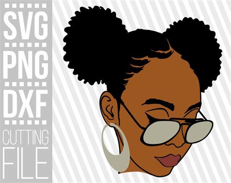 Black Woman With Glasses Svg Afro Woman Svg Layered Svg Afro Puffs Svg File For Cricut
