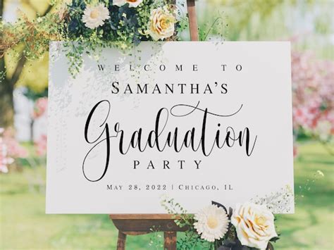 Graduation Party Welcome Sign Fully Editable Template Grad Etsy