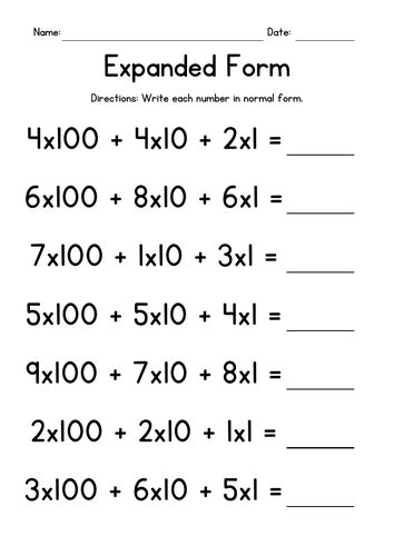 Expanded Form Multiplication Worksheets Teaching Resources