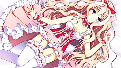 Wallpaper Ilustrasi Berambut Pirang Rambut Panjang Gadis Anime