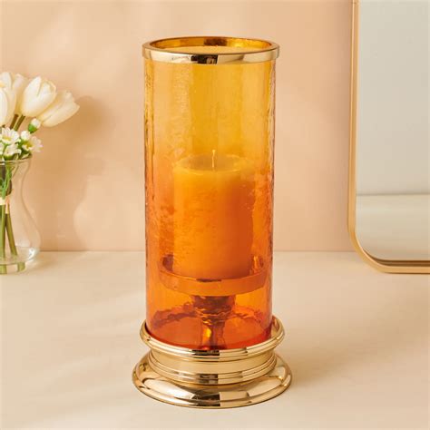 Buy Rylee Glass Hammered Hurricane Candle Holder From Home Centre At