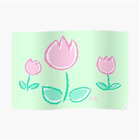 Crayon Tulips Pastel Cute Kawaii Flower Tulip Baby Nursery Art