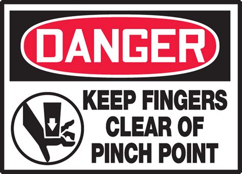 Keep Fingers Clear Of Pinch Point Osha Danger Safety Label Leqm134
