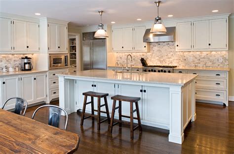 In this post i share my top 7 tips & tricks for how to update wood cabinets and bring your outdated kitchen to life. Single Wall Kitchen with Island | , wood, dining table ...