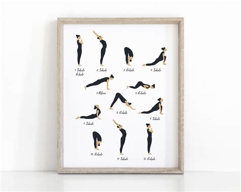 Inhale Exhale Sun Salutation Yoga Print Instant Download Yoga Poster