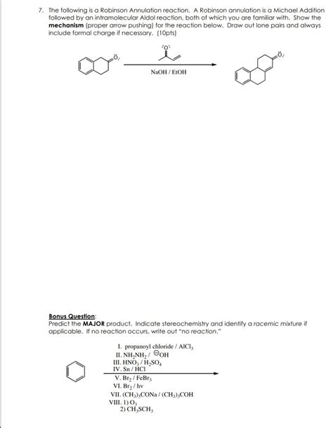 Solved 7 The Following Is A Robinson Annulation Reaction A
