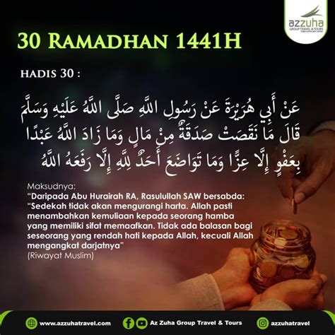 🌸perkongsian 1 Hari 1 Hadis 30 Ramadhan 1441h💕 Az Zuha Group Travel