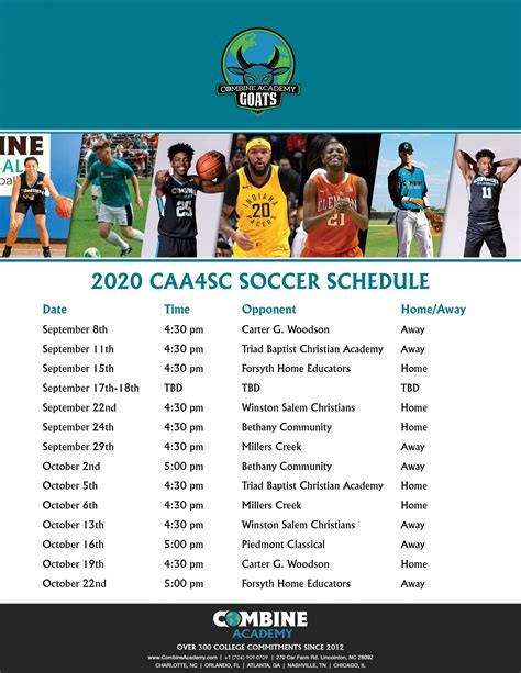 Soccer Schedule Combine Academy