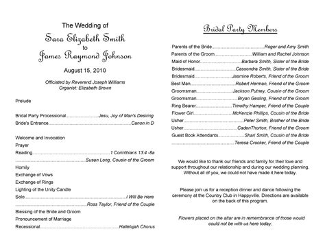 37 Printable Wedding Program Examples And Templates Templatelab