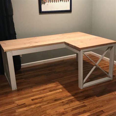 L Shaped Double X Desk Handmade Haven Diy Desk Plans Diy Corner