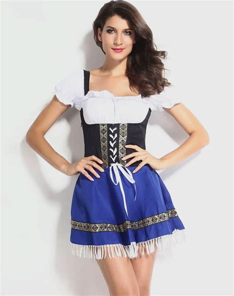 Plus Size Hot Serving Wench Sexy Blue Beer Costume Girl Wench Maiden Costume German Oktoberfest